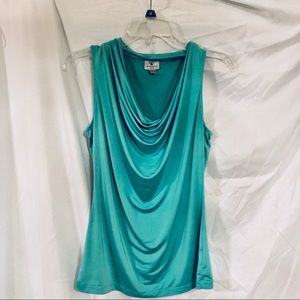 ✨ Sleeveless cowl neck top, striking teal color! ✨